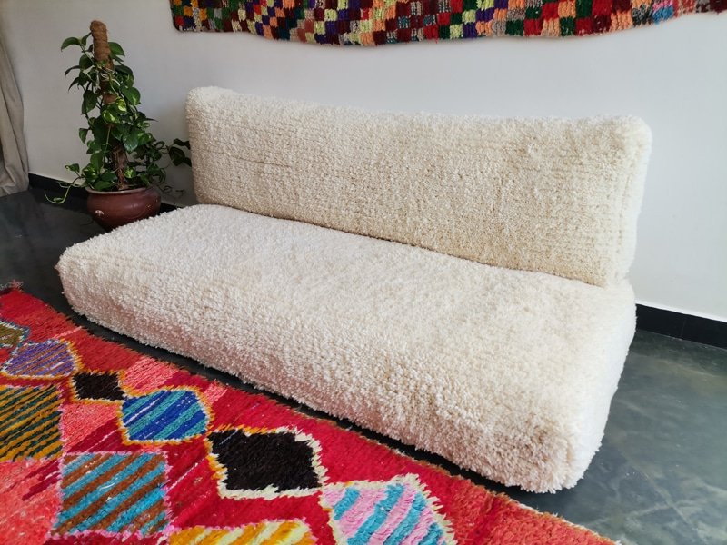 White Beni Ourain Moroccan Handmade Couch - ASALALIVING
